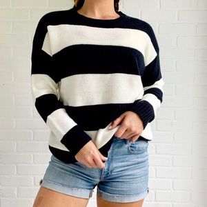 Cozy Navy and White Knit Sweater